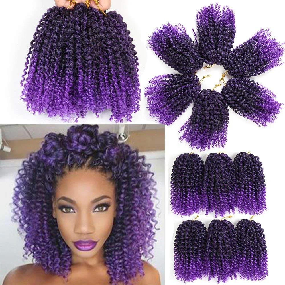 н ռ Marlybob Ombre  ͽټ 8 ġ Marly Jerry Curl ڸī ٿ  Afro Kinky Curly Crochet Braids Hair